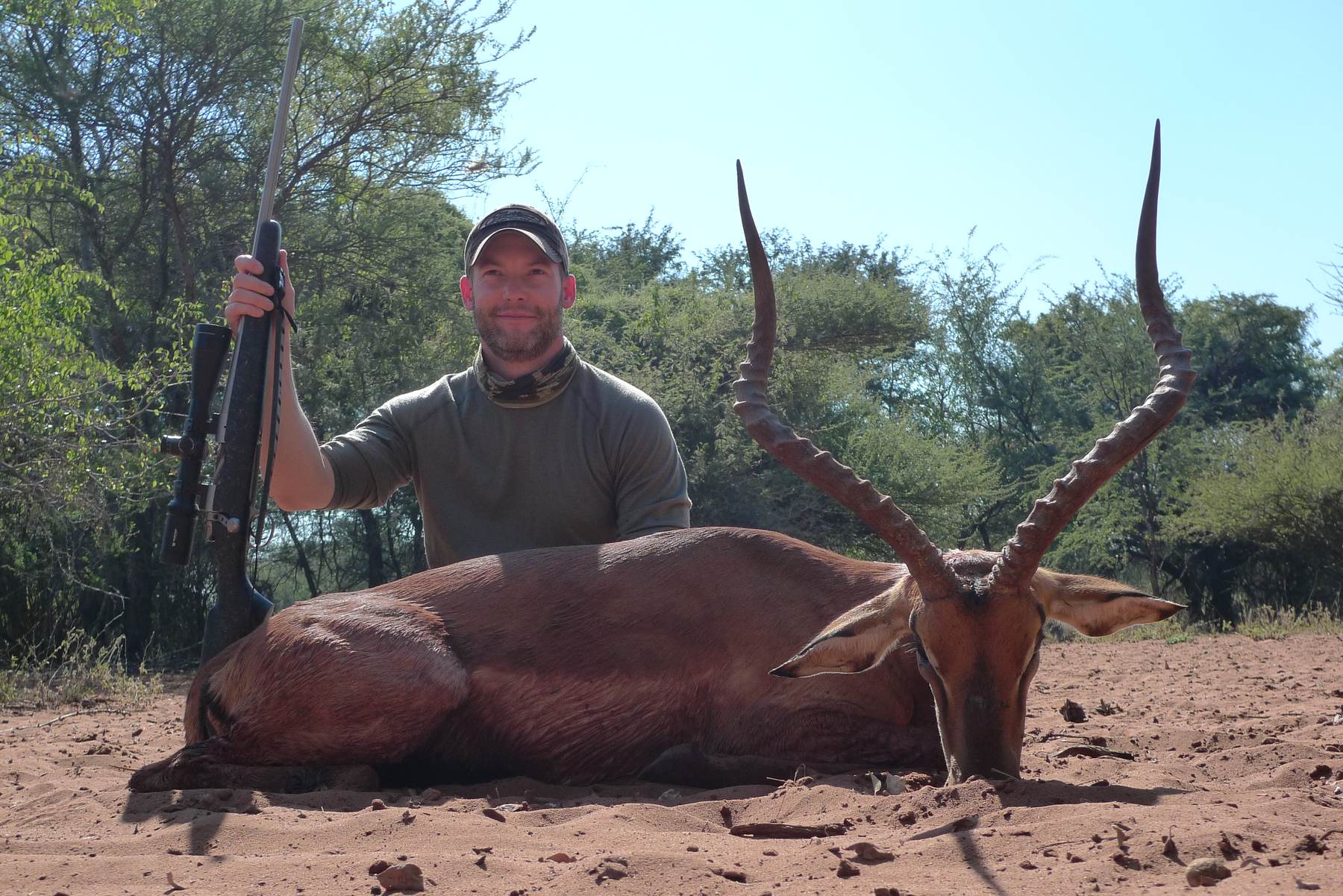 Hunting client with an impala ram taken in Zimbabwe